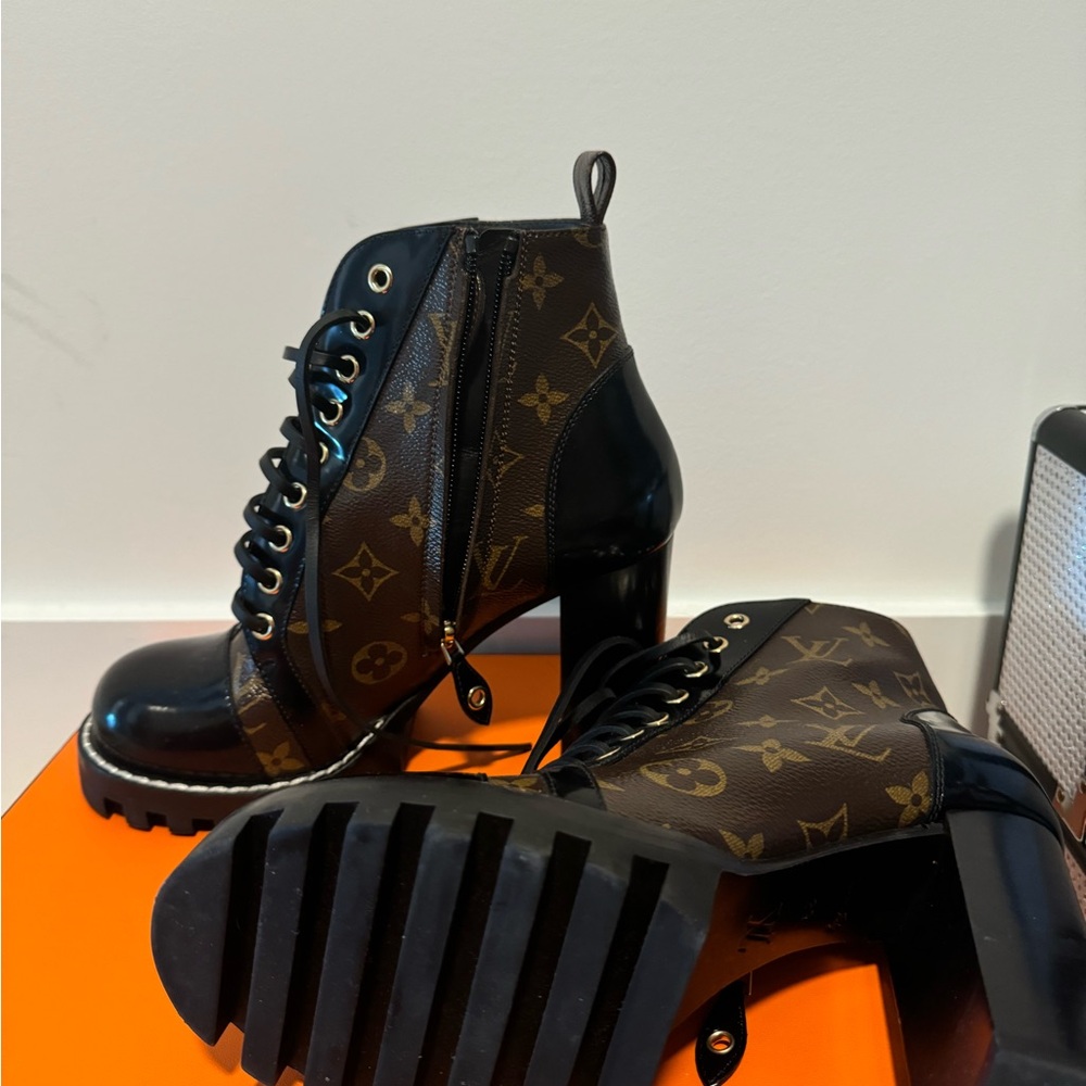 Louis Vuitton Monogram Black and Brown Booties - Picture 2 of 6